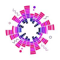 equalizador de néon circular geométrico colorido. eq ondas sonoras de áudio redondas. vetor