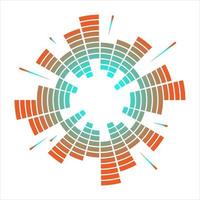 equalizador circular geométrico de cor. eq ondas sonoras de áudio redondas. vetor