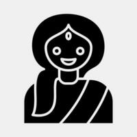 ícone indiano garota. diwali celebração elementos. ícones dentro glifo estilo. Boa para impressões, cartazes, logotipo, decoração, infográficos, etc. vetor