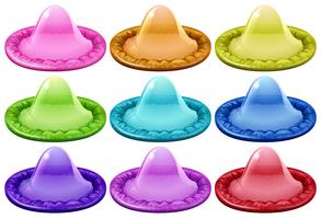 Coleções de preservativos coloridos vetor