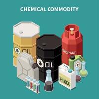 ilustração isométrica do vetor de composição química de commodities