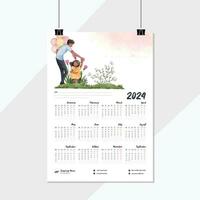 calendário 2023 2024 - vetor e água cor ilustração. semana começa em domingo