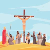 ilustração em vetor composição narrativa jesus crucifixo