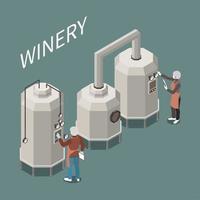 ilustração em vetor composição isométrica de produção de vinho