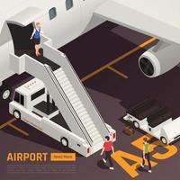 ilustração em vetor fundo aeroporto caminhão airstairs