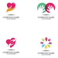 modelo de ícone de design de logotipo de mão e amor vetor