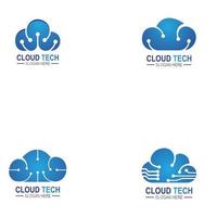 ícone de logotipo de tecnologia de nuvem template.cloud símbolo com circuito padrão vetor