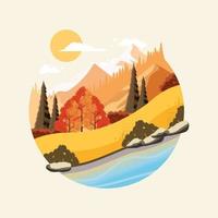 ilustração de outono paisagem montanhosa vetor