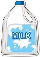 adesivo garrafa de leite no fundo branco vetor