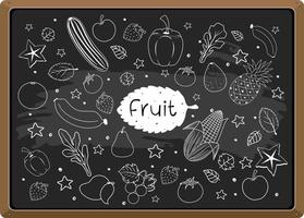 mão desenhada elemento de fruta no quadro-negro vetor