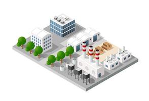 fábrica urbana industrial isométrica do módulo da cidade em 3D vetor