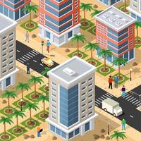 ilustração 3D isométrica do bairro da cidade com casas vetor