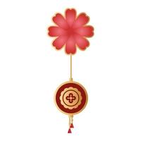 festival do meio do outono com gongo pendurado em uma flor vetor
