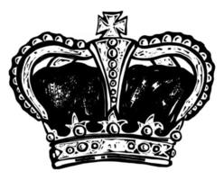 coroa real estilo xilogravura vetor