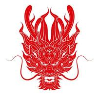 tradicional chinês Dragão vermelho zodíaco placa isolado em branco fundo para cartão Projeto impressão meios de comunicação ou festival. China lunar calendário animal feliz Novo ano. vetor ilustração.