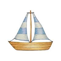 mão desenhado barco a vela. aguarela ilustração vetor