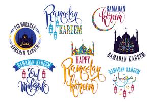 Ramadan Kareem. Conjunto de logotipos do Ramadã vetor