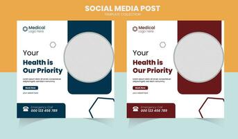 médico cuidados de saúde social meios de comunicação postar e editável rede bandeira modelo vetor