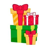 fofa Natal presente caixas com arco desenho animado estilo para Natal para crianças vetor