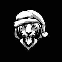 tigre Natal Preto e branco vetor