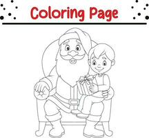 feliz santa coloração página. Natal coloração livro para crianças. vetor