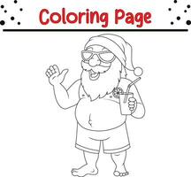 feliz santa coloração página. Natal coloração livro para crianças. vetor