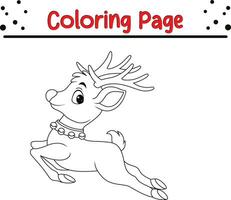 fofa veado coloração página. feliz Natal coloração livro para crianças. vetor