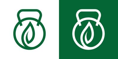 ginástica equipamento Projeto e saúde nutrição logotipo folha ícone vetor ilustração