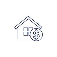 pagamentos de casa, ícone de linha de hipoteca em branco vetor