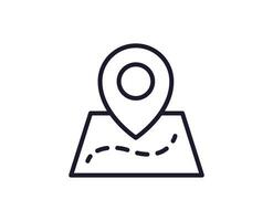 mapa PIN vetor linha ícone. Prêmio qualidade logotipo para rede sites, projeto, conectados lojas, empresas, livros, anúncios. Preto esboço pictograma isolado em branco fundo