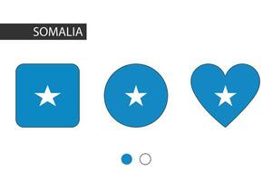 Somália 3 formas quadrado, círculo, coração com cidade bandeira. isolado em branco fundo. vetor