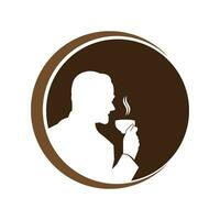 logotipo do uma pessoa bebendo café vetor