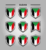 Sudão nacional emblemas bandeira e luxo escudo vetor