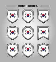 sul Coréia nacional emblemas bandeira com luxo escudo vetor
