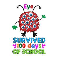 olho sobreviveu 100 dias do escola. 100 dias escola camiseta Projeto. vetor