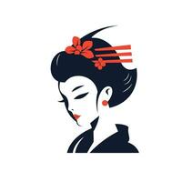 lindo japonês mulher dentro quimono.logo vetor ilustração