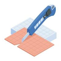 acessível isométrico estilo ícone do papel cortador vetor