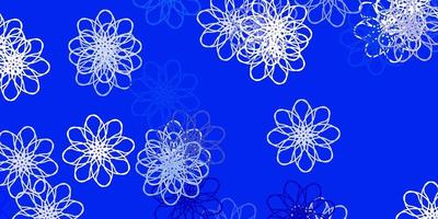 modelo de doodle de vetor azul claro com flores.