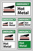 Sinal de símbolo de metal quente de emergência isolado no fundo branco vetor