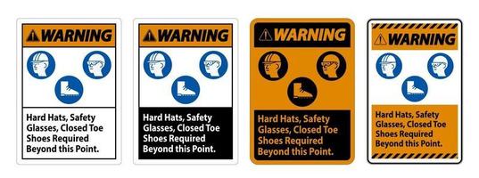sinal de aviso capacetes, óculos de segurança, sapatos fechados necessários vetor