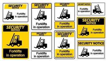 aviso de segurança empilhadeiras em símbolo de operação vetor