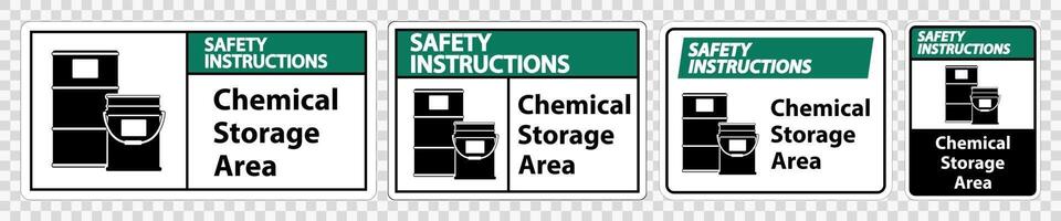 sinal de símbolo de armazenamento de produtos químicos de instruções de segurança vetor