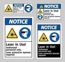 aviso sinal laser em uso pessoal autorizado somente proteção a laser vetor