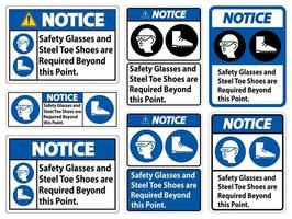 óculos de segurança e sapatos com biqueira de aço são necessários além deste ponto vetor