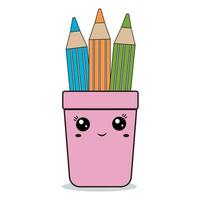 colori lápis dentro uma vidro, cor vetor ilustração, kawaii, desenho animado estilo