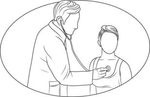 a ilustração do uma médico médico examinando uma paciente usando uma estetoscópio vetor