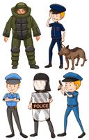 Policial em uniformes diferentes vetor