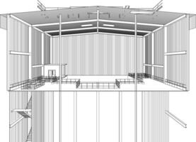 3d ilustração do industrial construção vetor