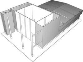 3d ilustração do industrial construção vetor