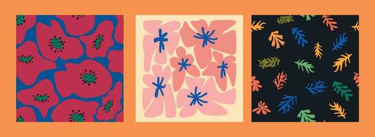 moderno na moda Matisse flor mínimo estilo. conjunto do 3 Matisse inspirado parede arte cartazes, folheto, folheto modelos vetor